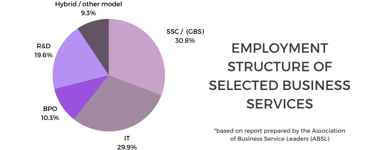 Overview of the Software Engineering Industry in Poland.  Employment structure of selected business services.